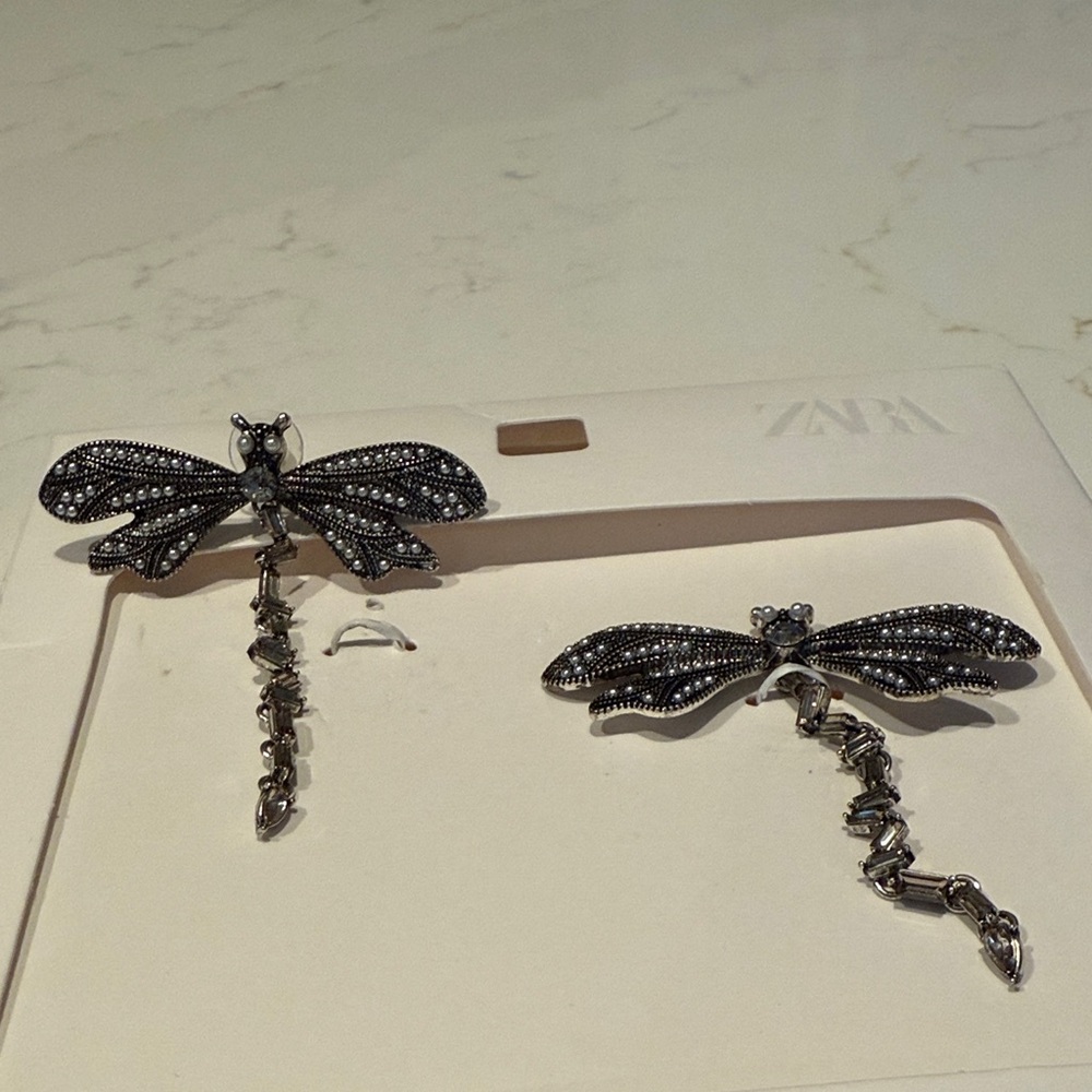 Zara Silver Dragonfly Earrings - Picture 5 of 5